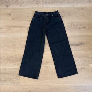 White Fox Jeans Wide Leg Mid Rise About A Girl Size S Black Pink